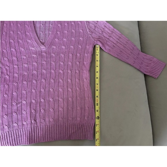 Ralph Lauren Black Label Orchid Purple 100% Silk Cable Knit Sweater Sz Small - Picture 11 of 11